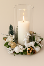 Centrotavola Natalizio con Candela Cilindro - Elegante Fatto a Mano