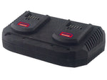 CARICABATTERIA DOPPIO 18V 2x3,5A – INDICATORE DI RICARICA – TEMPO DI RICARICA 35/70 MIN
