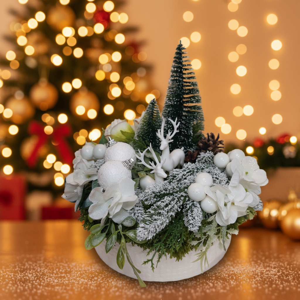 Centrotavola paesaggio innevato