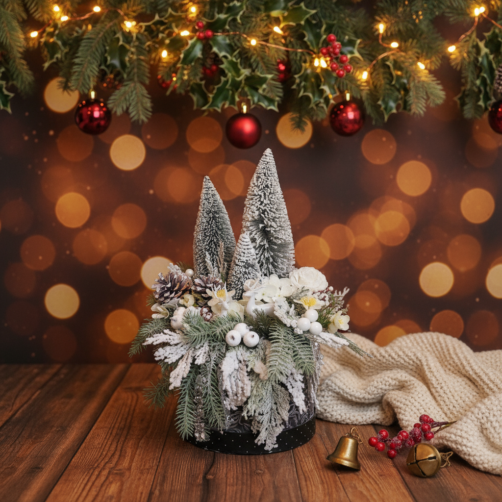 Box rotonda con paesaggio innevato