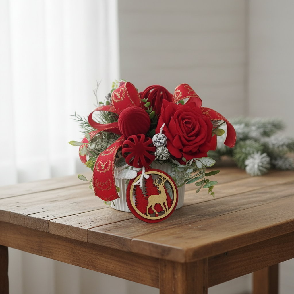 Box velvet con renna - country chic minimal