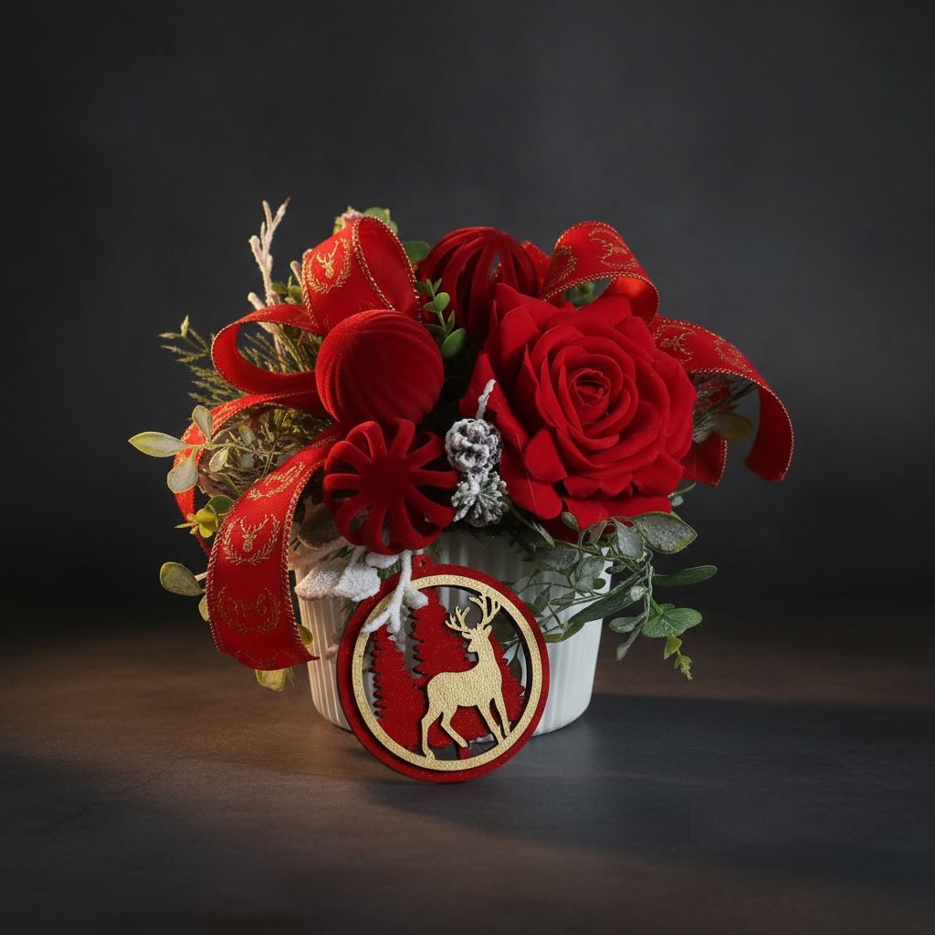 Box velvet con renna - sfondo scuro