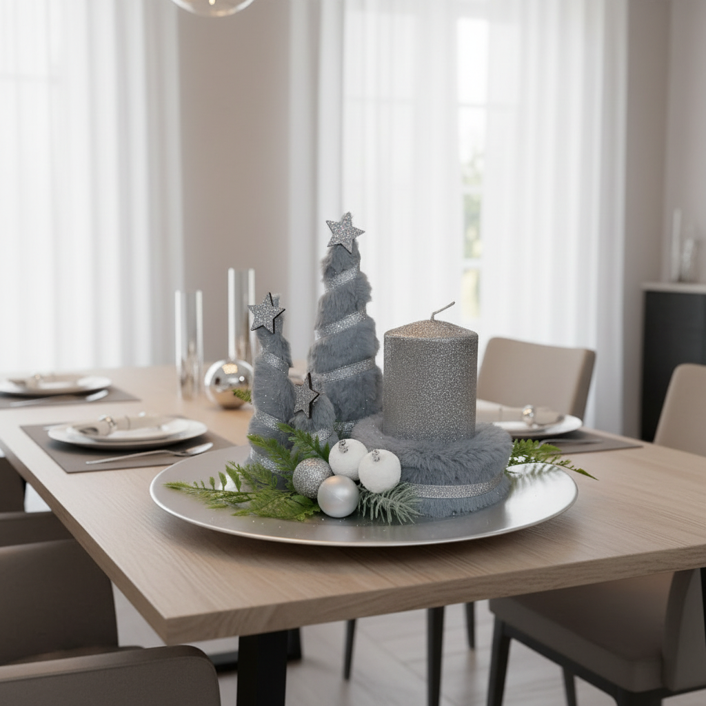 Centrotavola in ambiente natalizio moderno