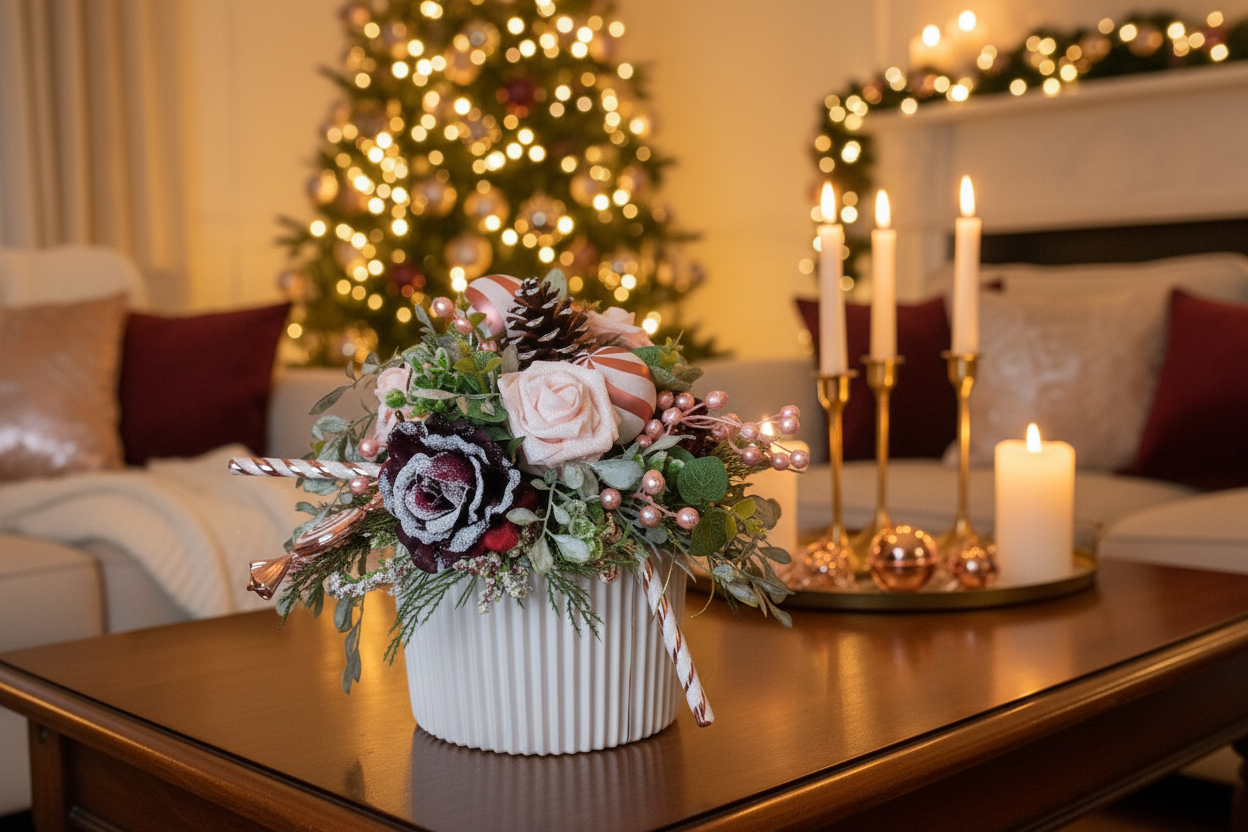 Centrotavola in contesto natalizio