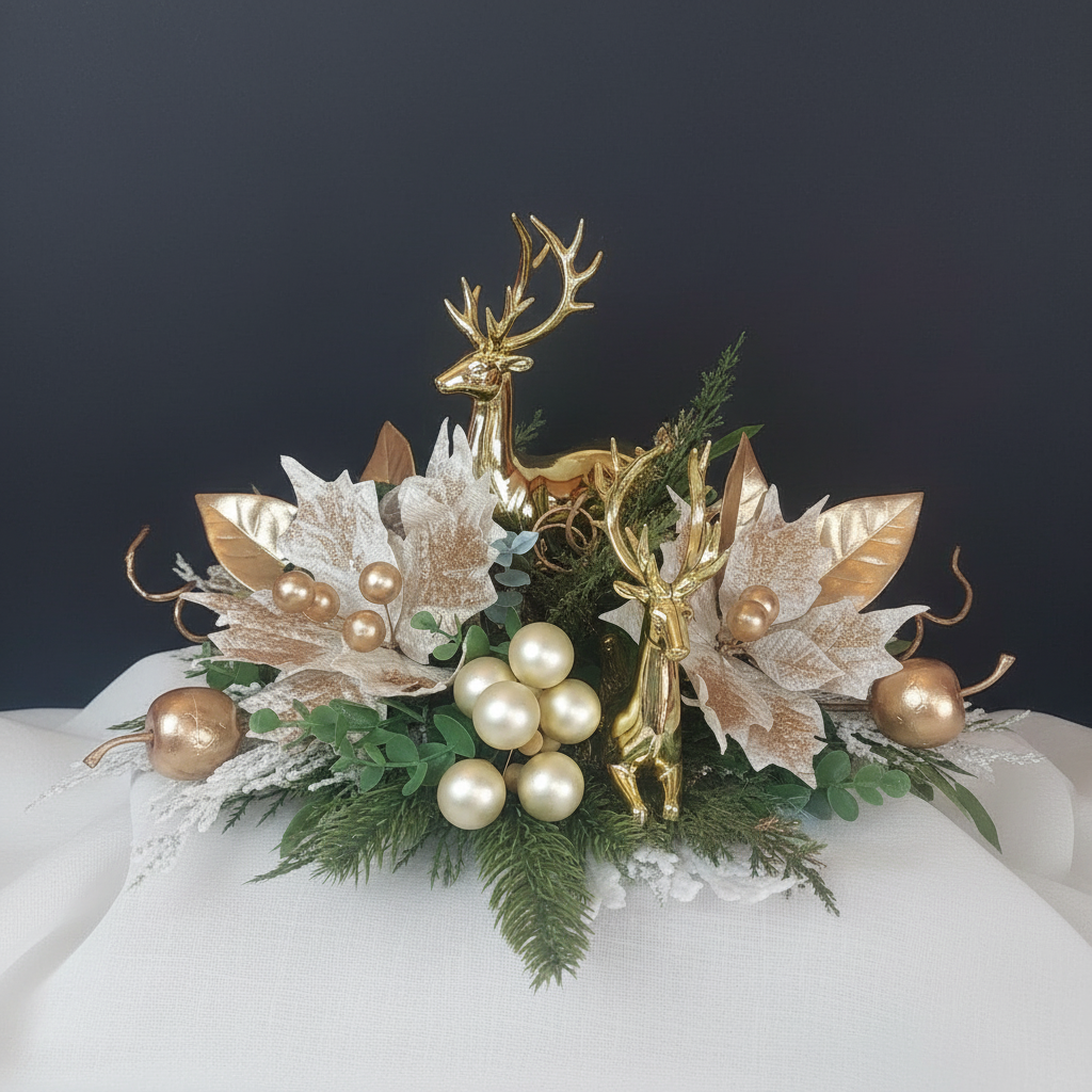 Centrotavola Natale con renna dorata