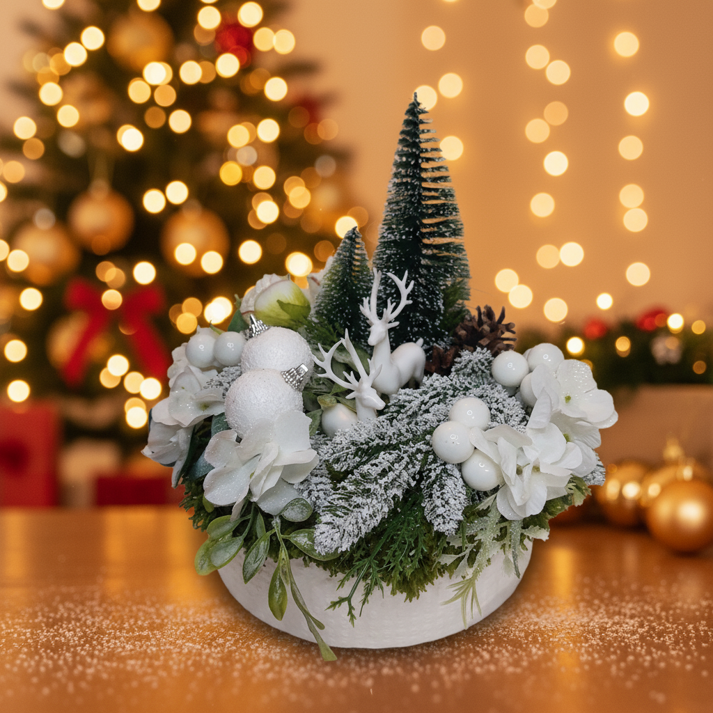 Centrotavola paesaggio innevato