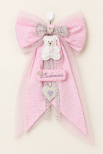 Fiocco nascita con tulle rosa tenue, versione da studio