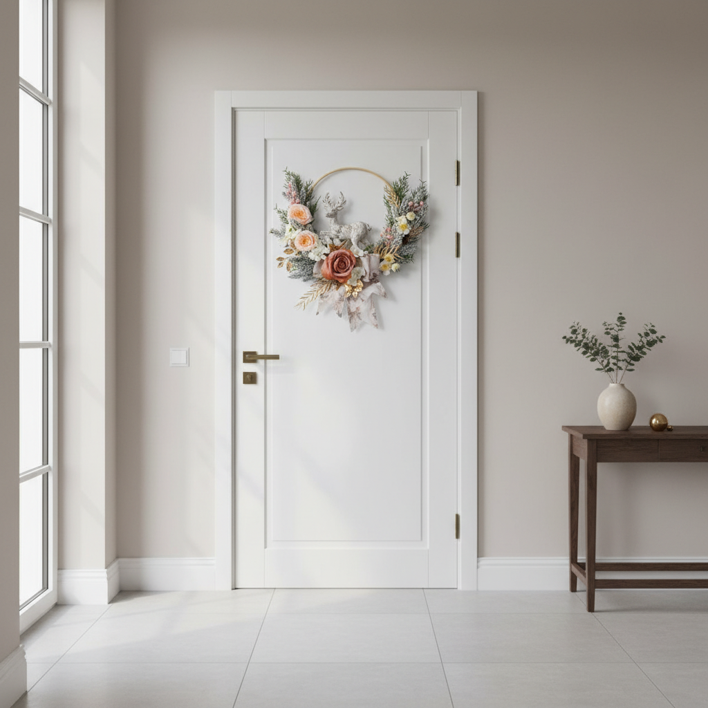 Ghirlanda rosa e bianca - porta moderna