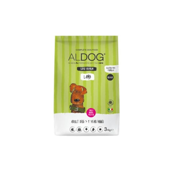Mangime Aldog Lamb 12kg – Crocchette Monoproteiche all' Agnello per Cani Adulti – Alta Digeribilità